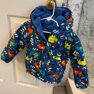 Columbia Blue Fleece Kids' Jacket with Dinosaur Lining